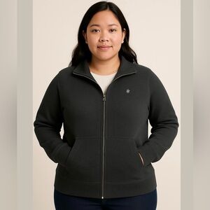 Ralph Lauren women's zip up jacket/sweatshirt size L grey cotton blend with logo